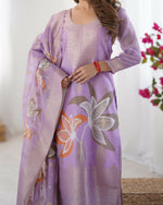 Thumbnail for Joban Fashion Purple Kurta set with Pant Chanderi Thread with Sequins work