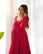 Thumbnail for Lehenga Mart Designer Anarkali Suit With Kurta, Pant, Dupatta For Women-Rani Pink - Distacart