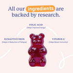 Thumbnail for Gritzo Iron Gummies With Folic Acid & Vitamin C (10+y Girls) (Mixed Berry Flavour 30 Gummies) - Distacart