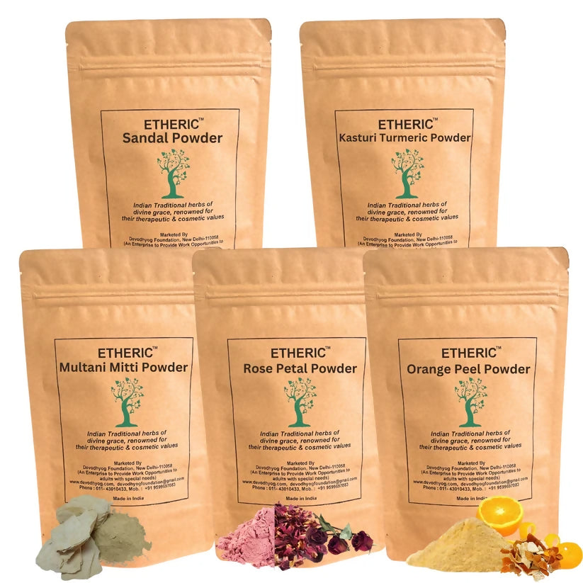 Etheric Face Pack Combo – Sandal, Rose, Orange Peel & Kasturi Turmeric Mask - Dista