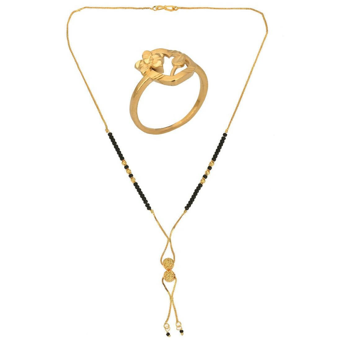 AanyaCentric Gold-plated Mangalsutra & Ring Set - Distacart