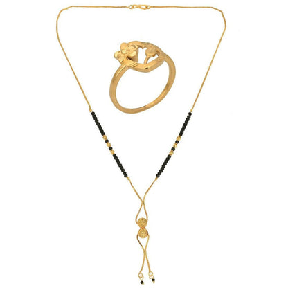 AanyaCentric Gold-plated Mangalsutra & Ring Set - Distacart