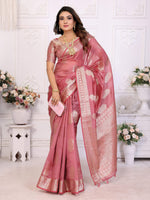 Thumbnail for Aastha Fashion Dusty Rose Soft Organza Silk Weaving Saree - Distacart