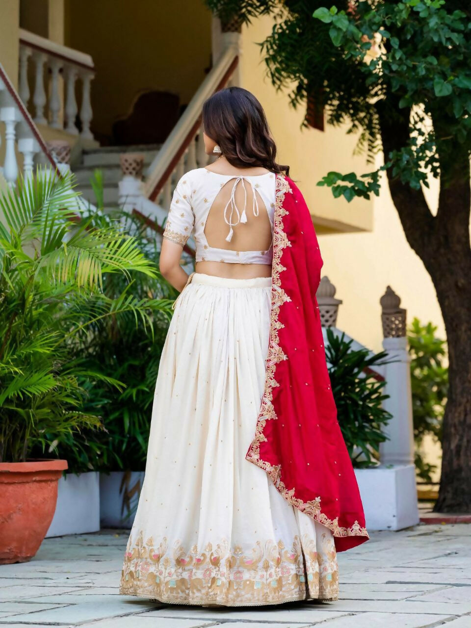 Lehenga Mart Designer Indian Wedding Lehenga Choli-White - Distacart