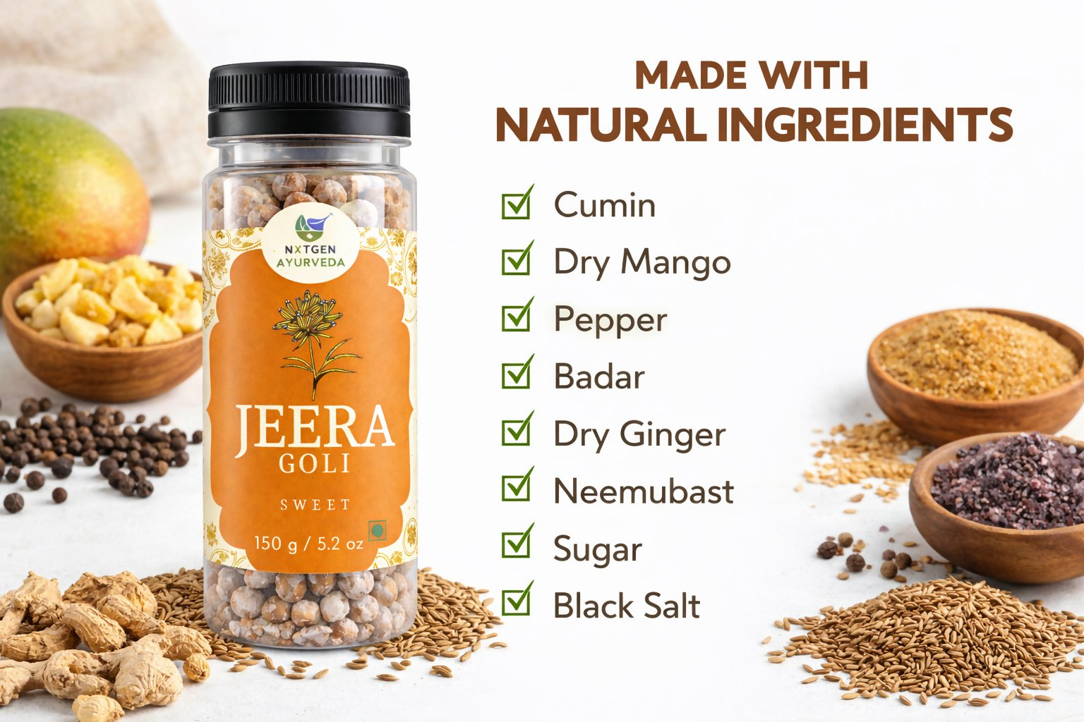Nxtgen Ayurveda Jeera Goli Sweet - Dista