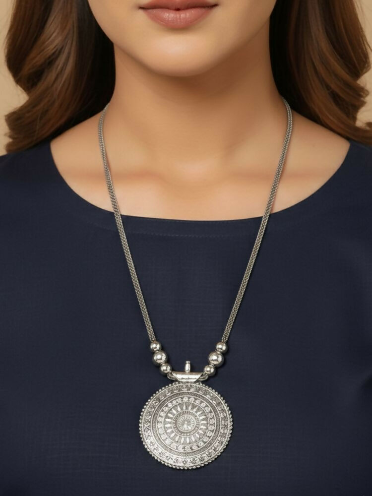 NVR Women Round Mandaliya Silver Plated Necklace - Distacart
