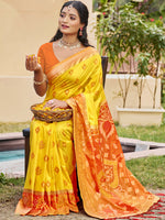 Thumbnail for Shree Shyam Fashion Yellow Pochampally Silk Saree - Distacart