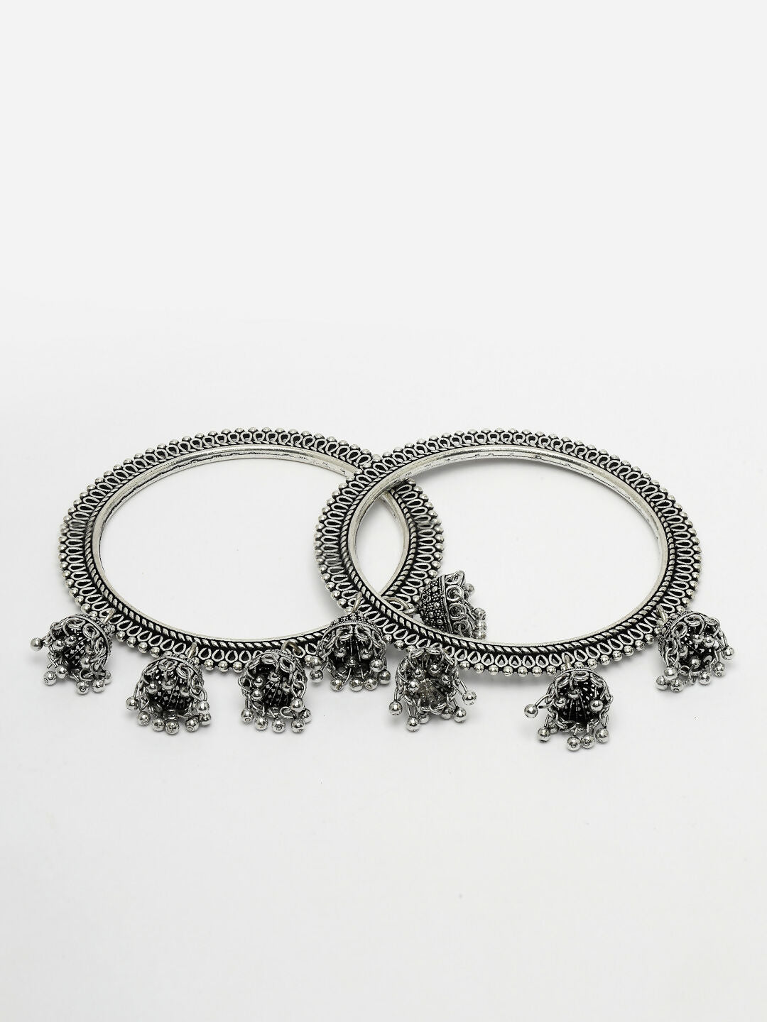 NVR Women's Set of 2 Silver-Toned German Silver Oxidised Bangle - Distacart