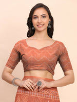Thumbnail for Astita Linen Cotton Rust Saree