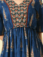 Thumbnail for Myshka Women's Blue Printed Cotton Party Dress - Distacart