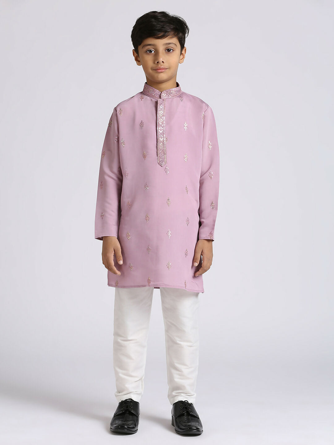 Joban Fashion Kids Island Traditional Ethnic Wear with Silk Sequence Embroidery Full Sleeves Kurta and Pyjama Set - Purple - Distacart