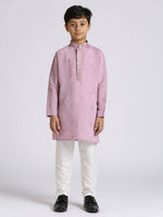 Thumbnail for Joban Fashion Kids Island Traditional Ethnic Wear with Silk Sequence Embroidery Full Sleeves Kurta and Pyjama Set - Purple - Distacart