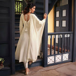 Thumbnail for The52 Women's Beautiful Vichitra Silk Fabric Embroidery Work Flared Anarkali Pant and Dupatta Set - Distacart