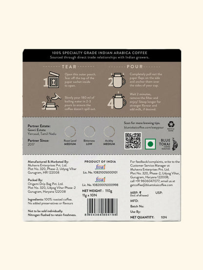 Blue Tokai Gowri Estate Medium Roast Easy Pour Sachets - Distacart