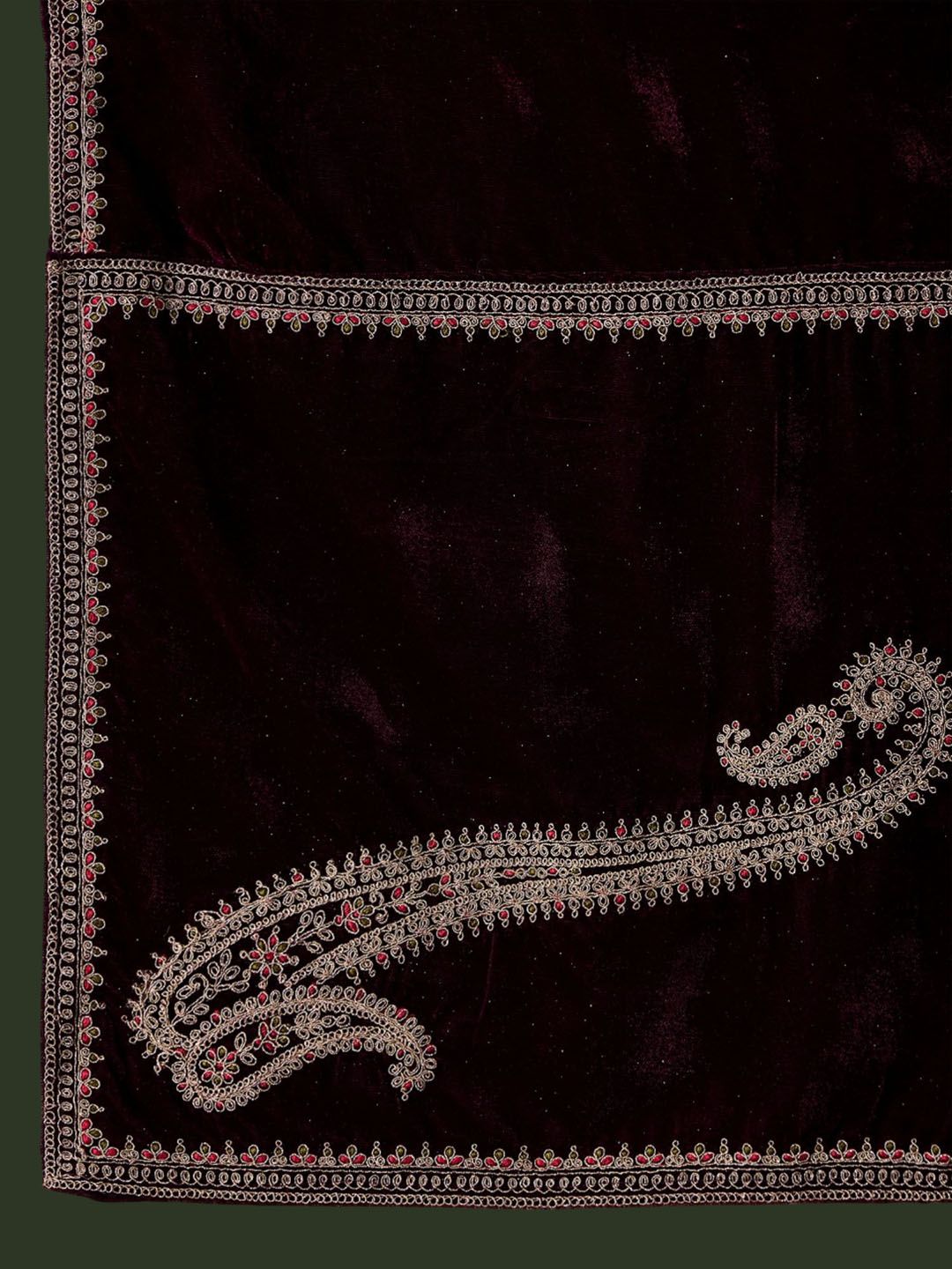 Sangria Floral Embroidered Straight Kurta & Trousers With Dupatta - Distacart