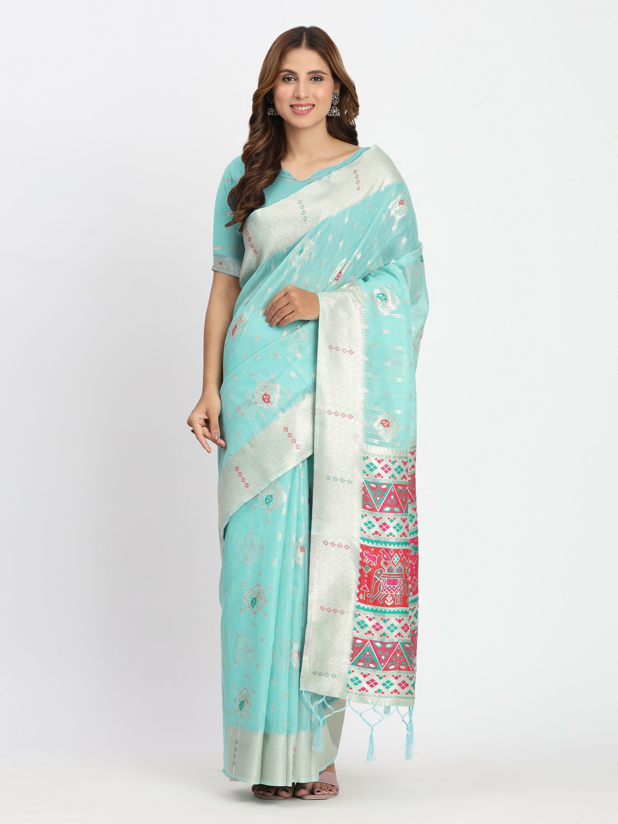Astita Linen Cotton Sea Green Saree