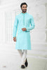Raivat Ethnic Linen Cotton Thread Work Kurta Pajama In Sky Blue Colour - Dista