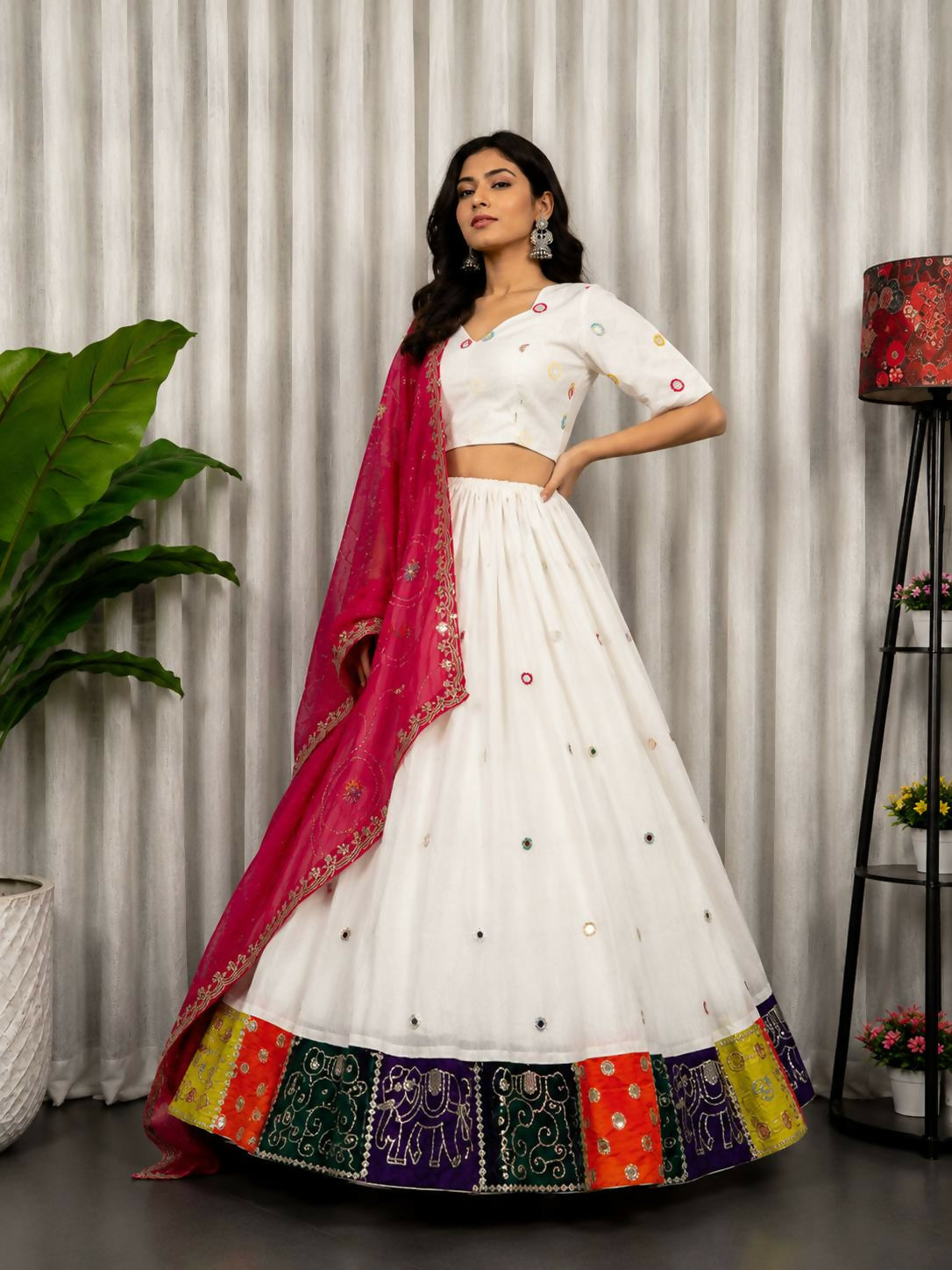 Lehenga Mart White Designer Navratri Lehenga Choli for Women - Dista