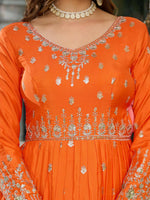 Thumbnail for Joban Fashion orange Kurta set with Pant Art silk Thread with Sequins work