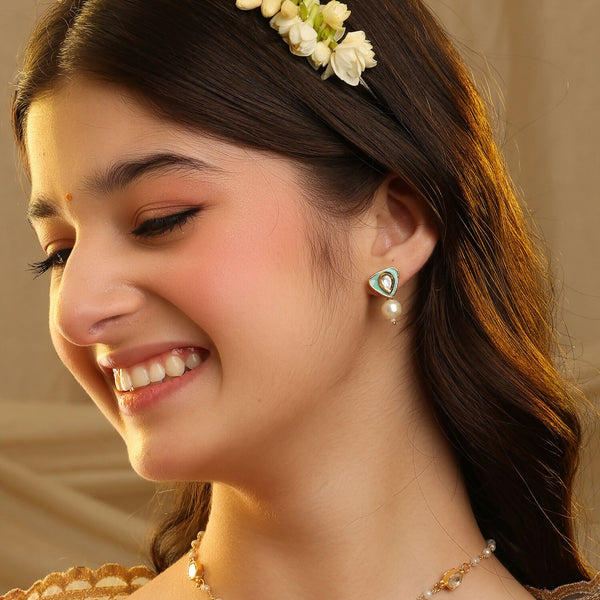 Ruby Raang Ruhani Pearl Necklace And Earrings Set