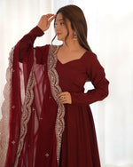 Thumbnail for Joban Fashion Maroon Kurta Set Chanderi Sequence Embroidery Work