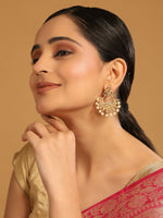 Thumbnail for Nuyug 22K Gold Plated Kundan Chandbali Pearl Elegance Earrings