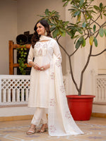 Thumbnail for Pramukh Fab White Color Viscose Mango Silk Kurta Set - Distacart
