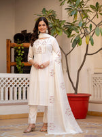 Thumbnail for Pramukh Fab White Color Viscose Mango Silk Kurta Set - Distacart