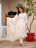 Thumbnail for Pramukh Fab White Color Viscose Mango Silk Kurta Set - Distacart