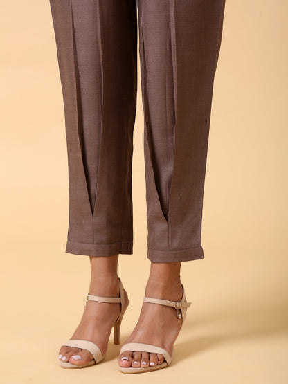 trueBrowns Cotton Linen Burnt Brown Pleated Co-Ord Set - Distacart