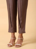 Thumbnail for trueBrowns Cotton Linen Burnt Brown Pleated Co-Ord Set - Distacart