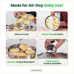Thumbnail for The Indus Valley 8 Pit Tri-Steel Multi Pot Premium Stainless Steel Idli/ Dhokla/ Momo Maker/ Veg Steaming Set, Tri-ply Induction Bottom, 5 Plates, 3L