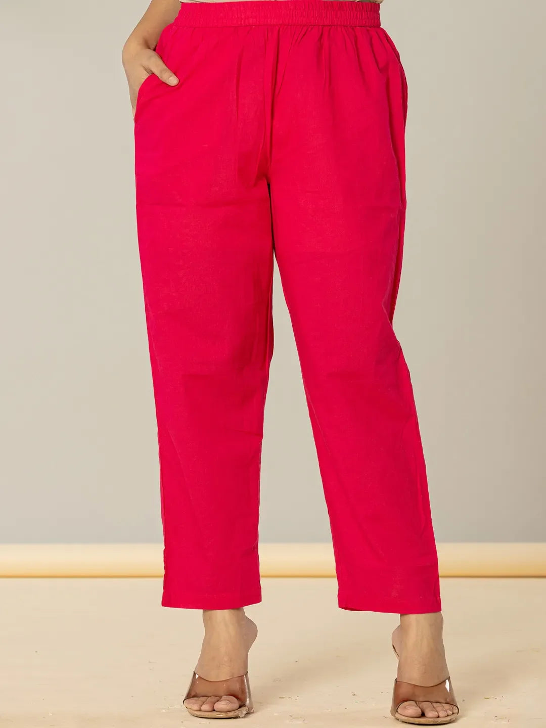 Yufta Pink Leheriya Print Cotton A-Line Suit Set
