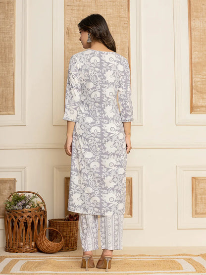 Yufta White Thread_Work Rayon Straight Kurta And Trouser With Dupatta - Distacart