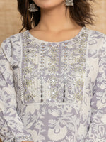 Thumbnail for Yufta White Thread_Work Rayon Straight Kurta And Trouser With Dupatta - Distacart