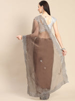 Thumbnail for Anouk Copper & Silver-Coloured Sequinned Organza Saree - Distacart