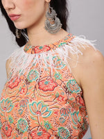 Thumbnail for Aks Ethnic Motifs Printed Halter Neck Cotton Kurta - Distacart