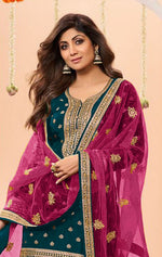Thumbnail for Anaita Navy Blue Embroidered Viscose Patiala Salwar Suit - Distacart