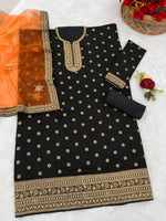 Thumbnail for Anaita Black Embroidered Viscose Patiala Salwar Suit - Distacart