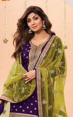 Thumbnail for Anaita Purple Embroidered Viscose Patiala Salwar Suit - Distacart