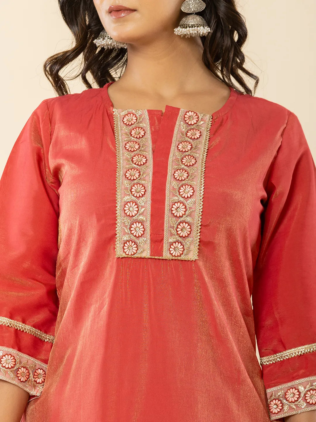 Yufta Silk Kurta Dupatta Set With Flared Bottom And Embroidery