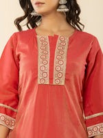 Thumbnail for Yufta Silk Kurta Dupatta Set With Flared Bottom And Embroidery