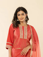 Thumbnail for Yufta Silk Kurta Dupatta Set With Flared Bottom And Embroidery