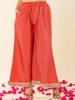 Thumbnail for Yufta Silk Kurta Dupatta Set With Flared Bottom And Embroidery