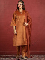 Thumbnail for Sangria V-Neck Kurta & Trouser With Dupatta