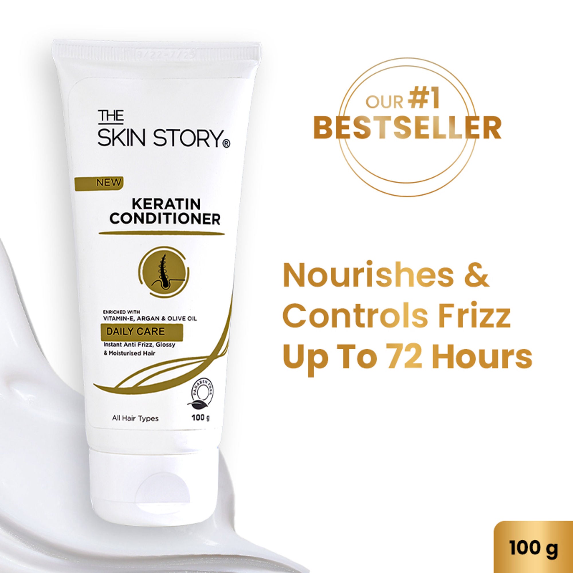 The Skin Story Sulphate Free Anti Frizz Keratin Hair Conditioner, Instant Gloss Smooth Shine, Vit E - 100g