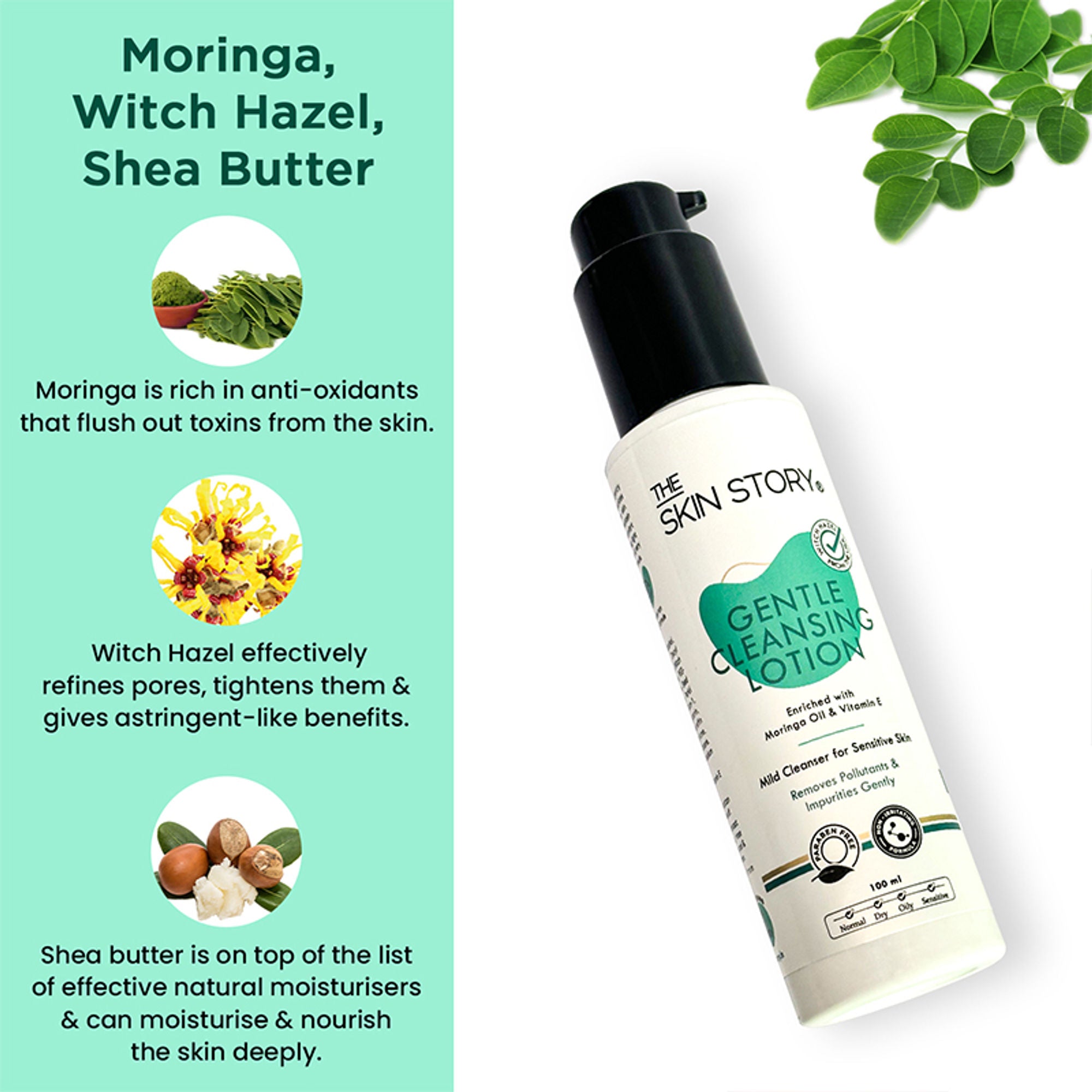 The Skin Story Gentle Face Cleanser Lotion For Deep Cleansing Moisturizing Makeup Removal - Moringa - Distacart