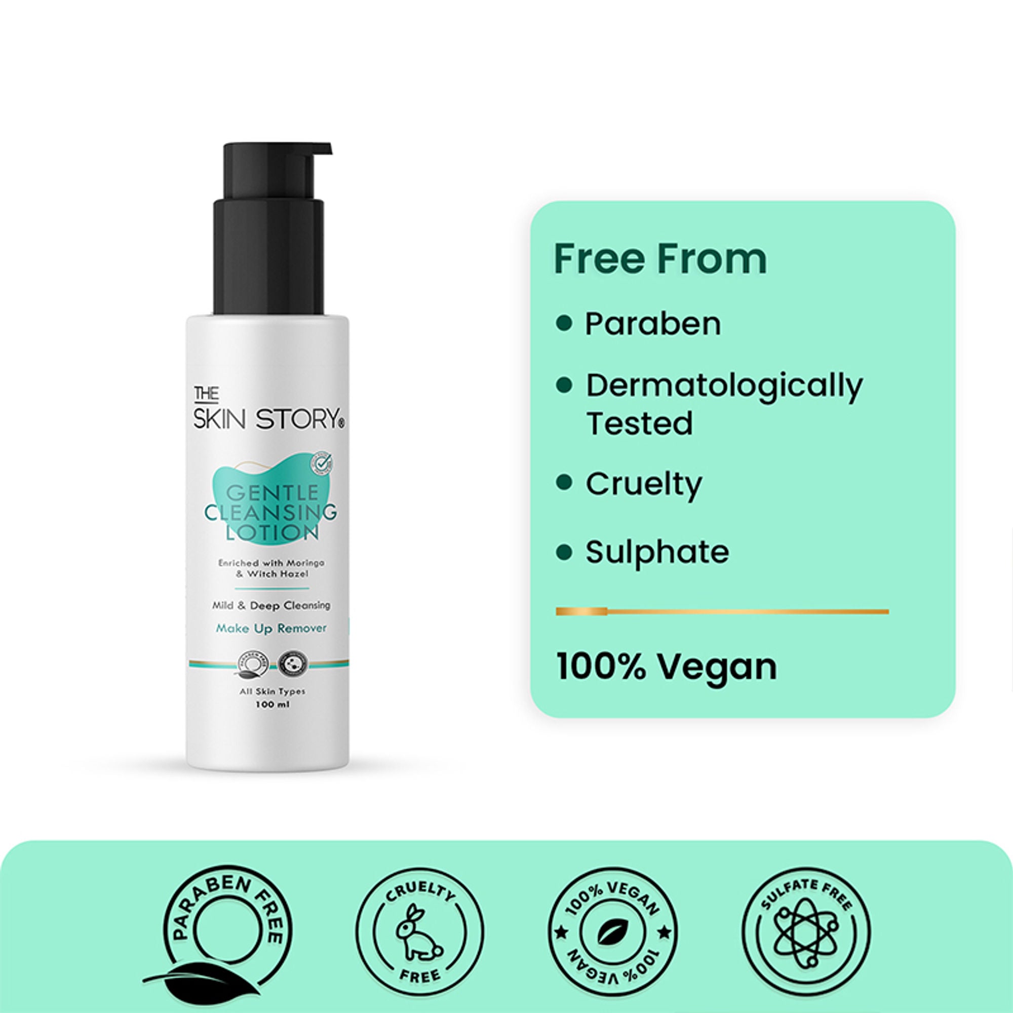The Skin Story Gentle Face Cleanser Lotion For Deep Cleansing Moisturizing Makeup Removal - Moringa - Distacart