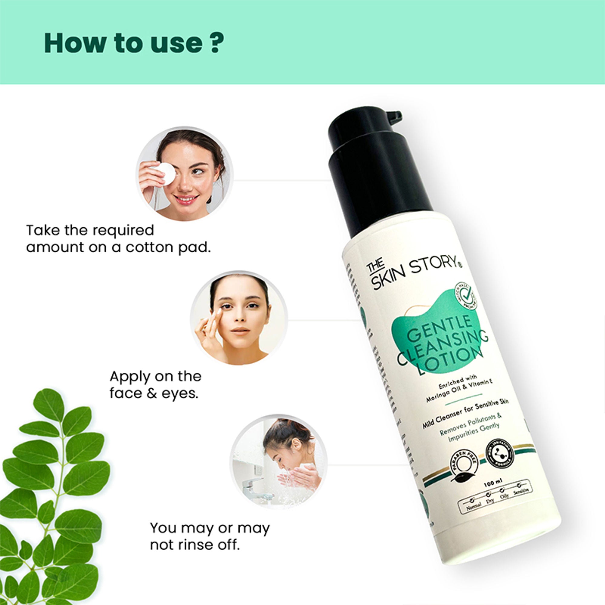 The Skin Story Gentle Face Cleanser Lotion For Deep Cleansing Moisturizing Makeup Removal - Moringa - Distacart