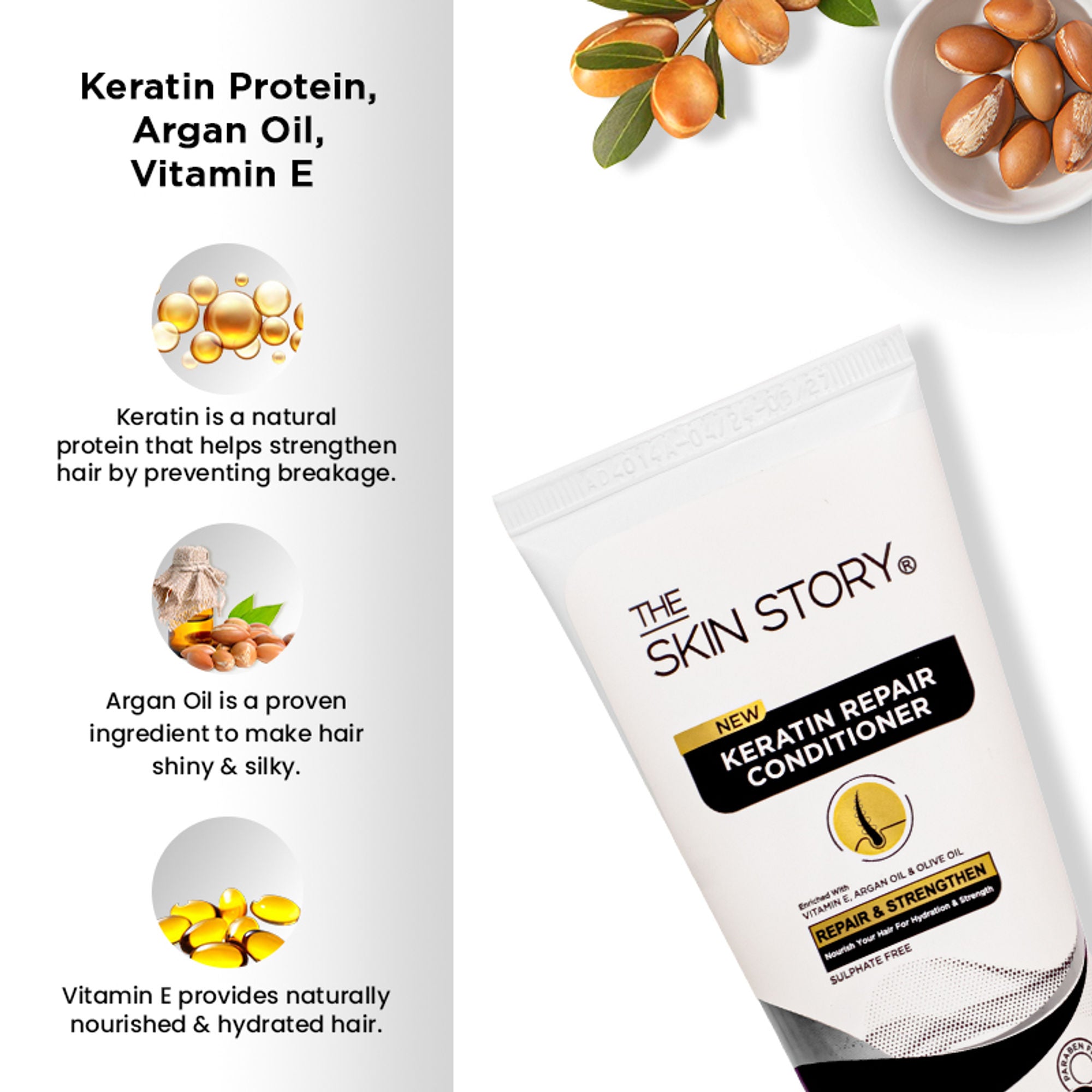The Skin Story Sulphate Free Keratin Conditioner For Coloured Dry Frizzy Damaged Hair With Vitamin E - Distacart